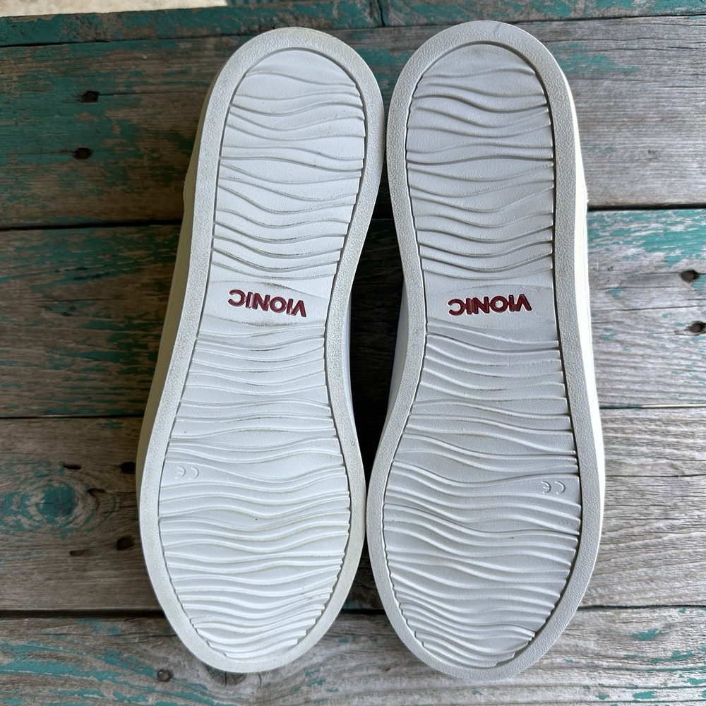 Vionic Syra Leather Sneakers Shoes White Size 9 Red Roses Flower Embroidered EUC - Picture 8 of 9